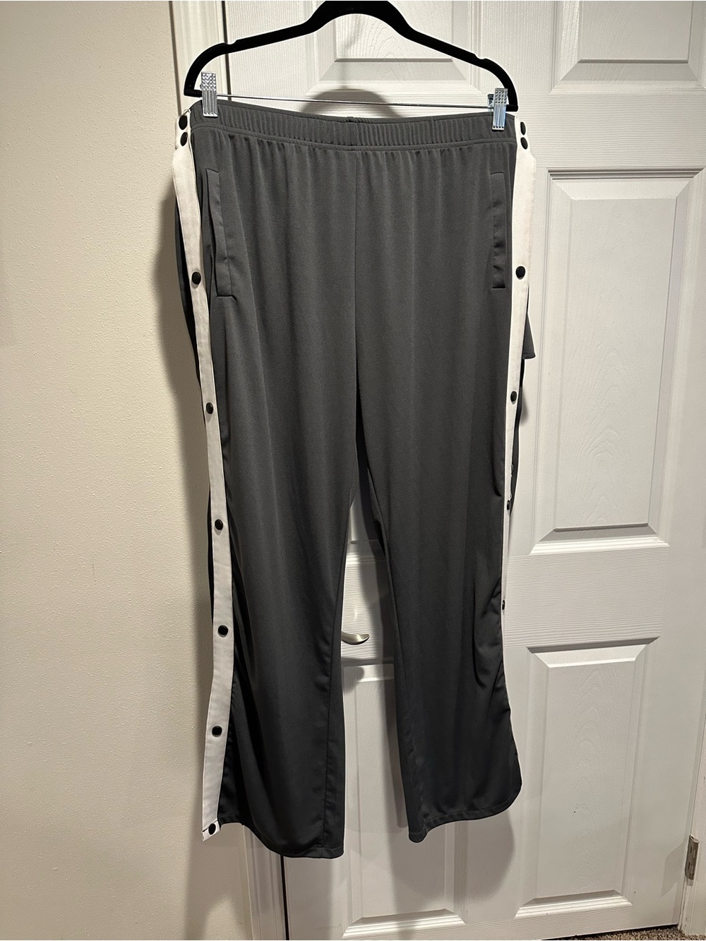 Men’s Tear Away Pants Gray with Side White Stripes XXL